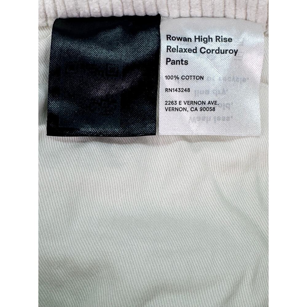 Reformation Rowan High Rise Relaxed Corduroy Pants Ivory White 100% Cotton (26) - Picture 11 of 12